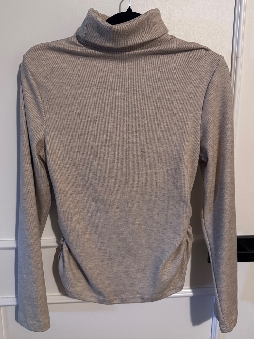 Cream Turtleneck Sweater scrunched sides